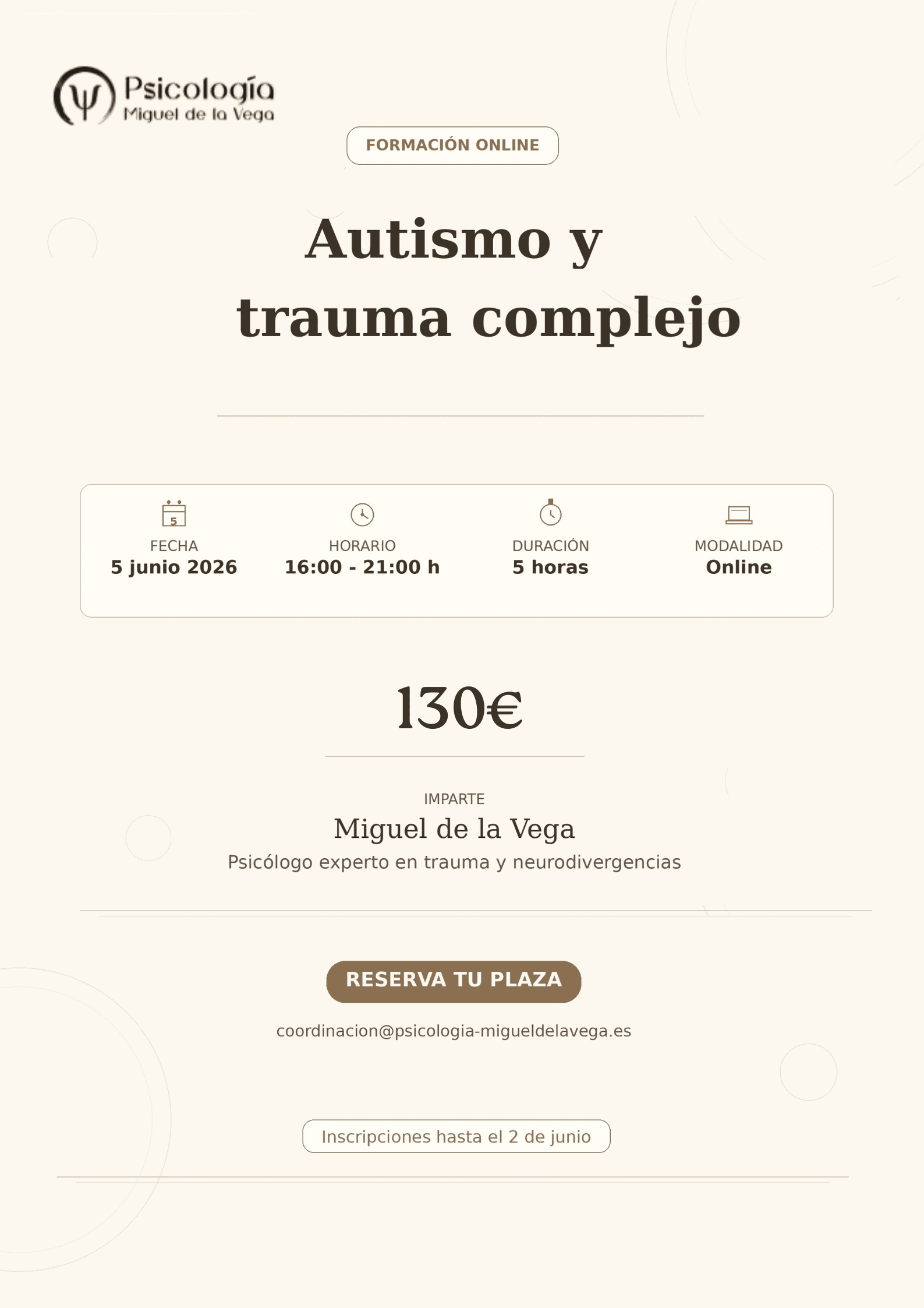 Seminario Autismo y Trauma Complejo 5 junio 2026