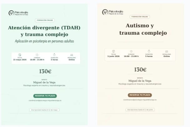 2 Seminarios precio pacientes: TDA(H) y Autismo y trauma complejo